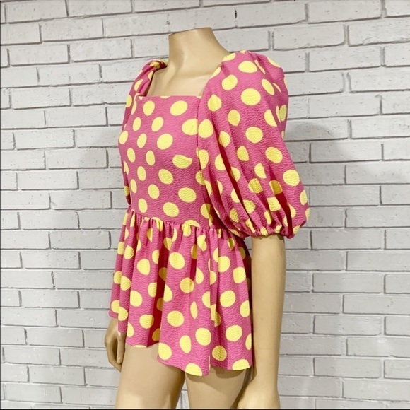 Stine Goya Women’s Irene Polka Dot Puff Sleeve Blouse - Picture 3 of 5